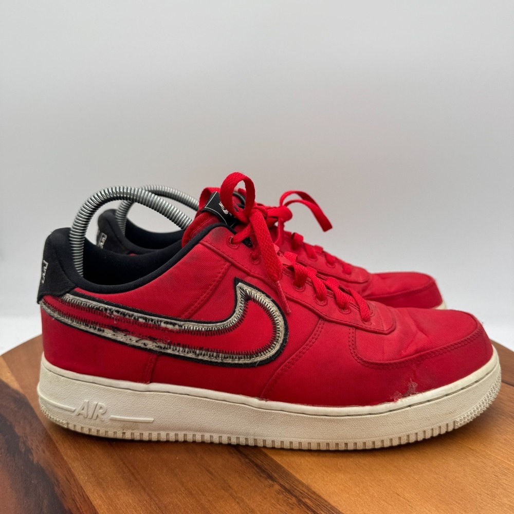 Nike Air Force 1 Low Reverse Stitch Shoes Mens 10.5 University Red Sneakers